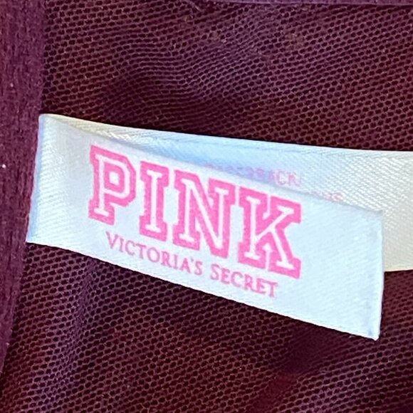 PINK Victoria's Secret The Date Lace Front Close Racerback Bra 34D Burgundy 213L - Picture 6 of 8